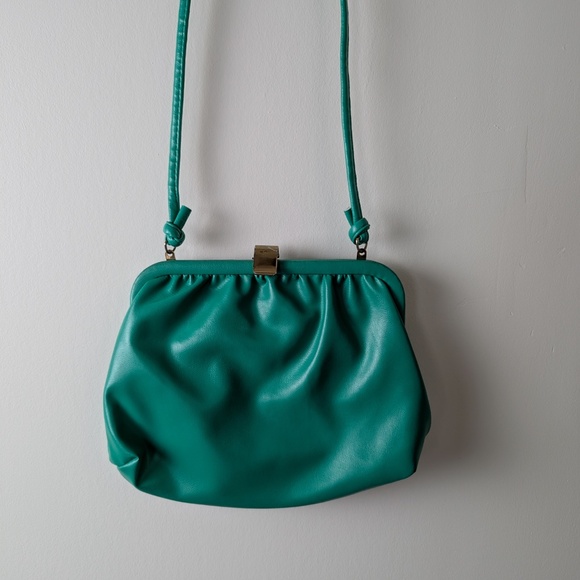 80s Sea-foam Green Handbag Shoulder Crossbody Vintage Clutch Mini Bags Wallet - Picture 6 of 9